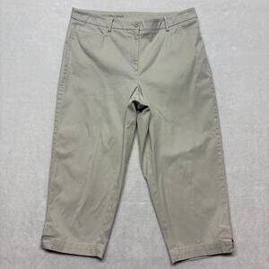 Talbots Perfect Skimmer Capri Pants Curvy Fit Tan Womens Size 14 High Rise